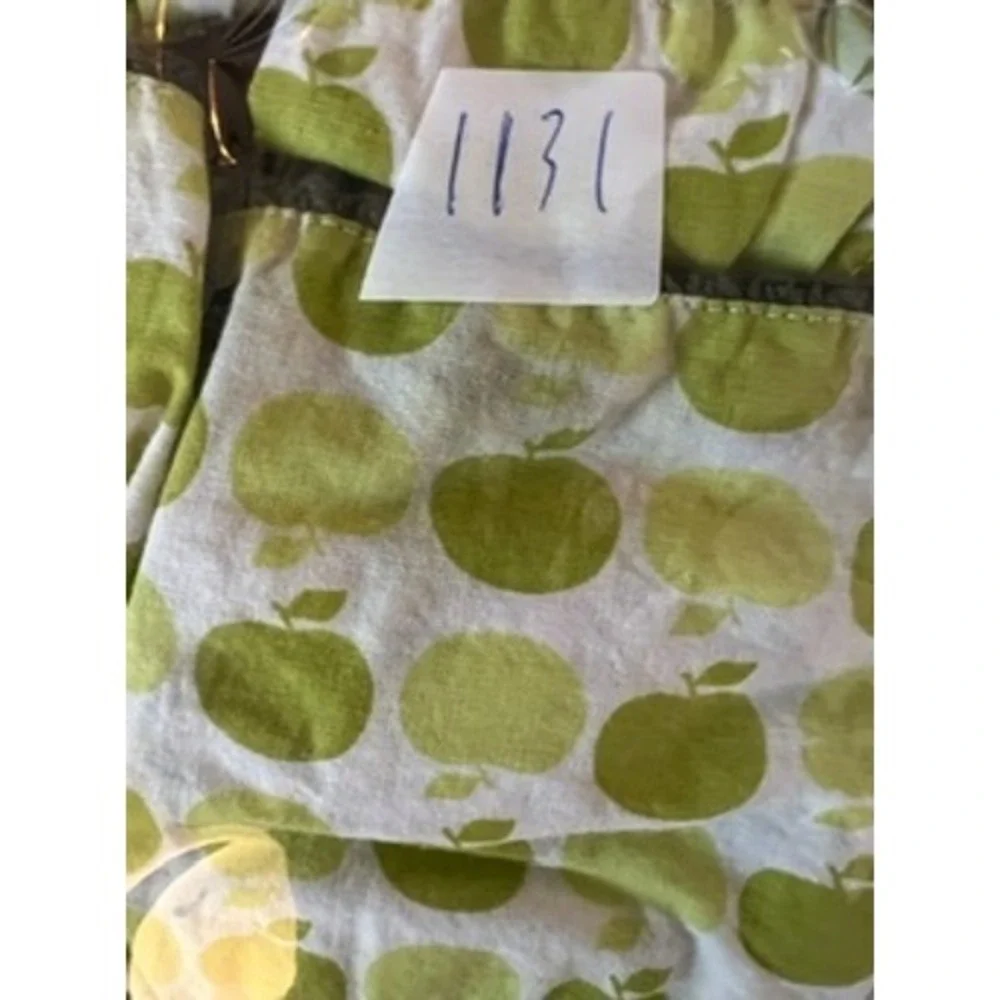 Simply‎ Envogue Green Apple Print Ruffle Tiered Halter Apron Brown Trim Southern